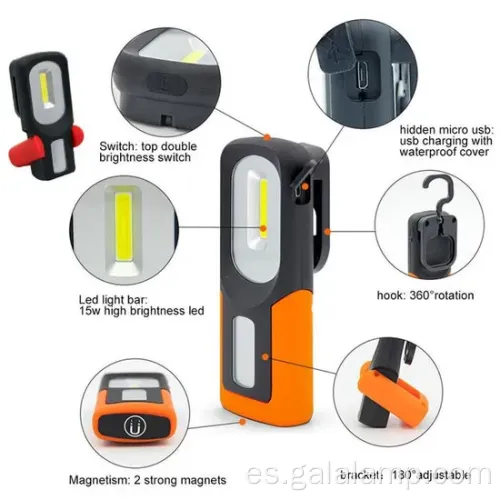 La luz versátil de trabajo magnético recargable USB